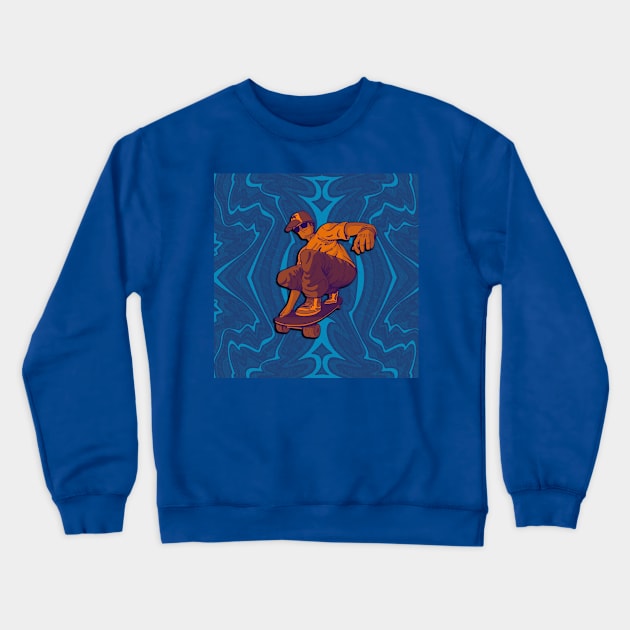 Skater skateboarder sport skater park in blue Crewneck Sweatshirt by KK-Royal